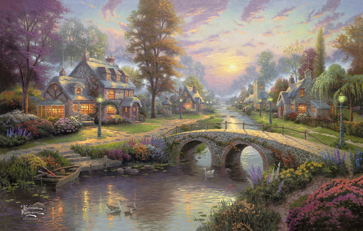 Why is the Thomas Kinkade Sunset on Lamplight Lane so popular?