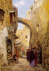 A Street Scene In Jerusalem Gustav Bauernfeind