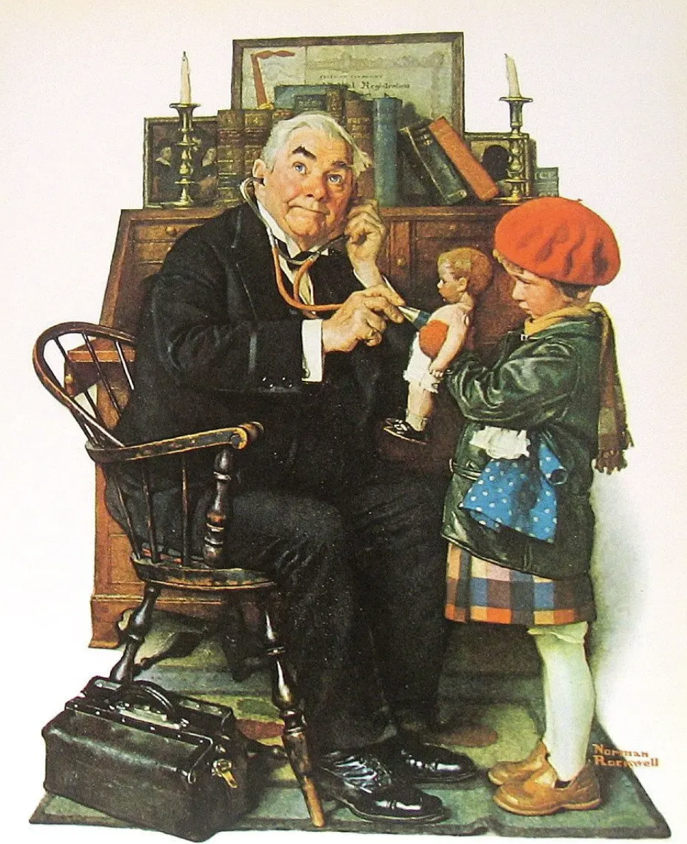 Doctor And The The Saturday Evening Post cover by Norman Rockwell ©  SEPS Licensed by Curtis Licensing